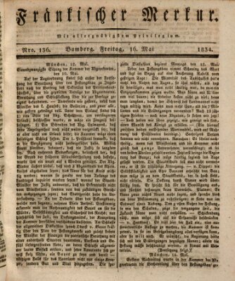 Fränkischer Merkur (Bamberger Zeitung) Freitag 16. Mai 1834