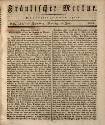 Fränkischer Merkur (Bamberger Zeitung) Montag 16. Juni 1834