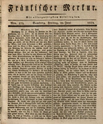 Fränkischer Merkur (Bamberger Zeitung) Freitag 20. Juni 1834