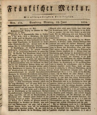 Fränkischer Merkur (Bamberger Zeitung) Montag 23. Juni 1834