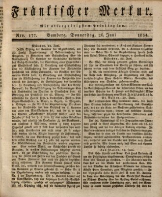 Fränkischer Merkur (Bamberger Zeitung) Donnerstag 26. Juni 1834