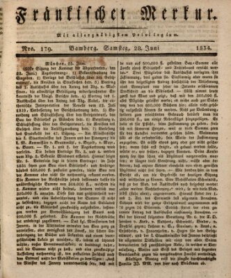 Fränkischer Merkur (Bamberger Zeitung) Samstag 28. Juni 1834