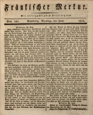 Fränkischer Merkur (Bamberger Zeitung) Montag 30. Juni 1834