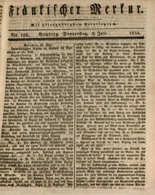 Fränkischer Merkur (Bamberger Zeitung) Donnerstag 3. Juli 1834