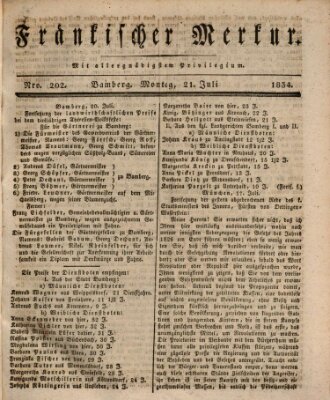 Fränkischer Merkur (Bamberger Zeitung) Montag 21. Juli 1834