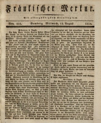 Fränkischer Merkur (Bamberger Zeitung) Mittwoch 13. August 1834