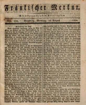 Fränkischer Merkur (Bamberger Zeitung) Montag 18. August 1834