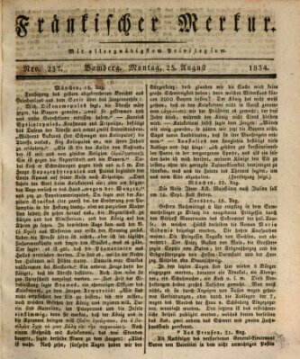 Fränkischer Merkur (Bamberger Zeitung) Montag 25. August 1834