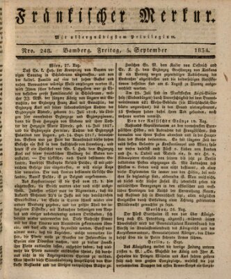 Fränkischer Merkur (Bamberger Zeitung) Freitag 5. September 1834
