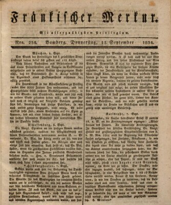 Fränkischer Merkur (Bamberger Zeitung) Donnerstag 11. September 1834