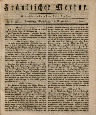 Fränkischer Merkur (Bamberger Zeitung) Samstag 13. September 1834