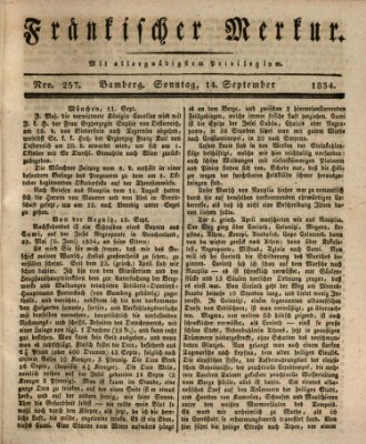 Fränkischer Merkur (Bamberger Zeitung) Sonntag 14. September 1834