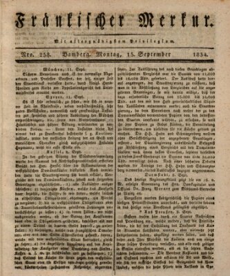 Fränkischer Merkur (Bamberger Zeitung) Montag 15. September 1834