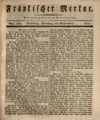 Fränkischer Merkur (Bamberger Zeitung) Dienstag 16. September 1834