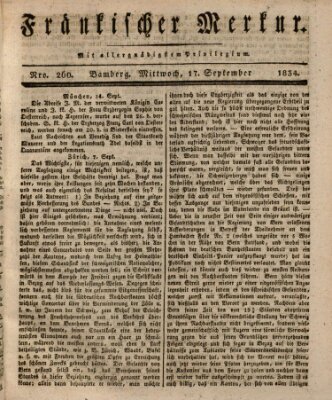 Fränkischer Merkur (Bamberger Zeitung) Mittwoch 17. September 1834