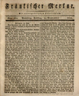 Fränkischer Merkur (Bamberger Zeitung) Freitag 19. September 1834