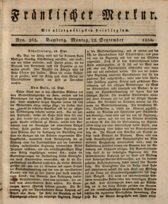 Fränkischer Merkur (Bamberger Zeitung) Montag 22. September 1834