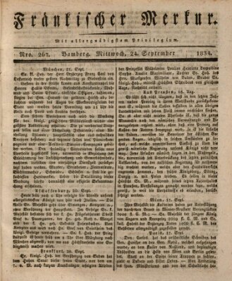 Fränkischer Merkur (Bamberger Zeitung) Mittwoch 24. September 1834