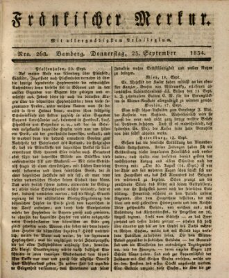 Fränkischer Merkur (Bamberger Zeitung) Donnerstag 25. September 1834