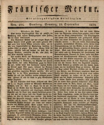 Fränkischer Merkur (Bamberger Zeitung) Sonntag 28. September 1834