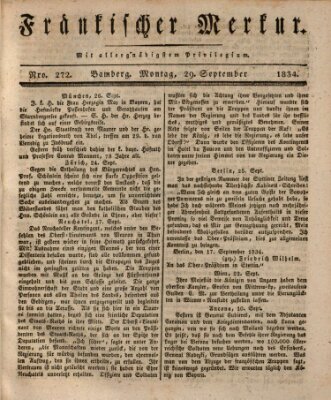 Fränkischer Merkur (Bamberger Zeitung) Montag 29. September 1834