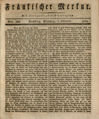 Fränkischer Merkur (Bamberger Zeitung) Dienstag 7. Oktober 1834