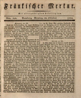 Fränkischer Merkur (Bamberger Zeitung) Montag 20. Oktober 1834