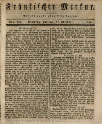 Fränkischer Merkur (Bamberger Zeitung) Freitag 31. Oktober 1834