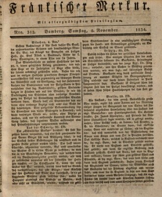 Fränkischer Merkur (Bamberger Zeitung) Samstag 8. November 1834