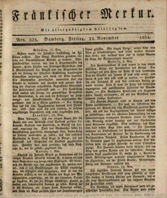 Fränkischer Merkur (Bamberger Zeitung) Freitag 21. November 1834