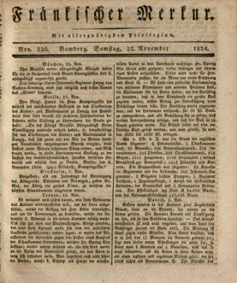 Fränkischer Merkur (Bamberger Zeitung) Samstag 22. November 1834