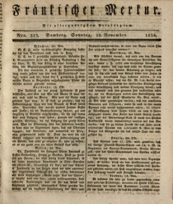 Fränkischer Merkur (Bamberger Zeitung) Sonntag 23. November 1834