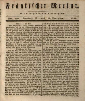 Fränkischer Merkur (Bamberger Zeitung) Mittwoch 26. November 1834