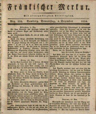 Fränkischer Merkur (Bamberger Zeitung) Donnerstag 4. Dezember 1834