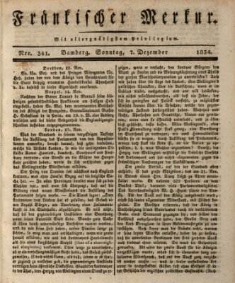 Fränkischer Merkur (Bamberger Zeitung) Sonntag 7. Dezember 1834