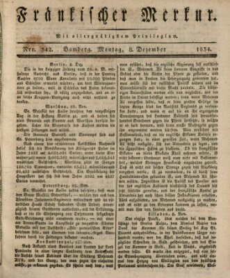 Fränkischer Merkur (Bamberger Zeitung) Montag 8. Dezember 1834