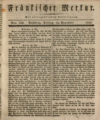 Fränkischer Merkur (Bamberger Zeitung) Freitag 12. Dezember 1834