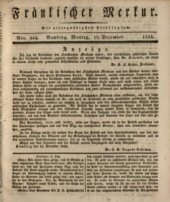 Fränkischer Merkur (Bamberger Zeitung) Montag 15. Dezember 1834