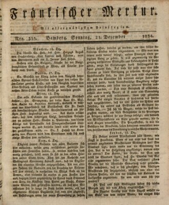 Fränkischer Merkur (Bamberger Zeitung) Sonntag 21. Dezember 1834