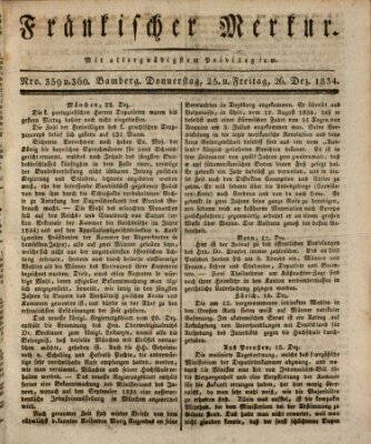 Fränkischer Merkur (Bamberger Zeitung) Donnerstag 25. Dezember 1834