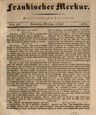 Fränkischer Merkur (Bamberger Zeitung) Montag 6. Juli 1835