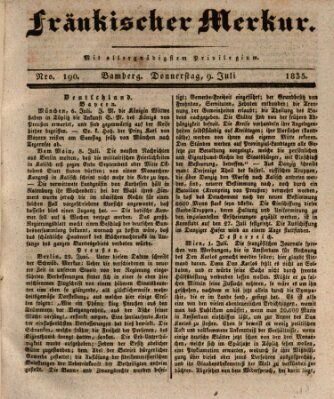 Fränkischer Merkur (Bamberger Zeitung) Donnerstag 9. Juli 1835