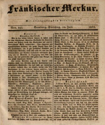 Fränkischer Merkur (Bamberger Zeitung) Dienstag 14. Juli 1835