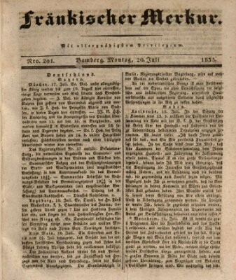 Fränkischer Merkur (Bamberger Zeitung) Montag 20. Juli 1835