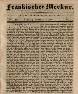 Fränkischer Merkur (Bamberger Zeitung) Samstag 25. Juli 1835