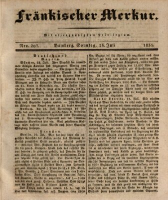 Fränkischer Merkur (Bamberger Zeitung) Sonntag 26. Juli 1835