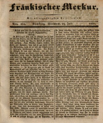 Fränkischer Merkur (Bamberger Zeitung) Mittwoch 29. Juli 1835