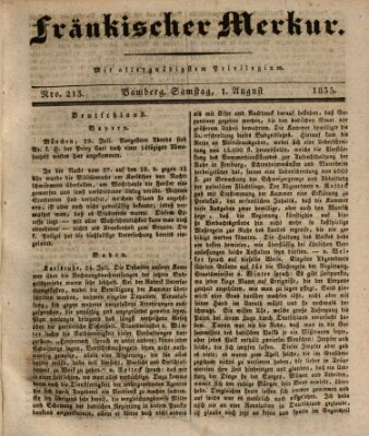 Fränkischer Merkur (Bamberger Zeitung) Samstag 1. August 1835