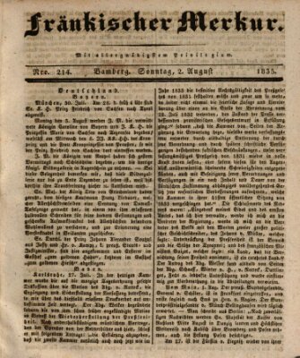 Fränkischer Merkur (Bamberger Zeitung) Sonntag 2. August 1835