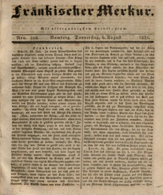 Fränkischer Merkur (Bamberger Zeitung) Donnerstag 6. August 1835